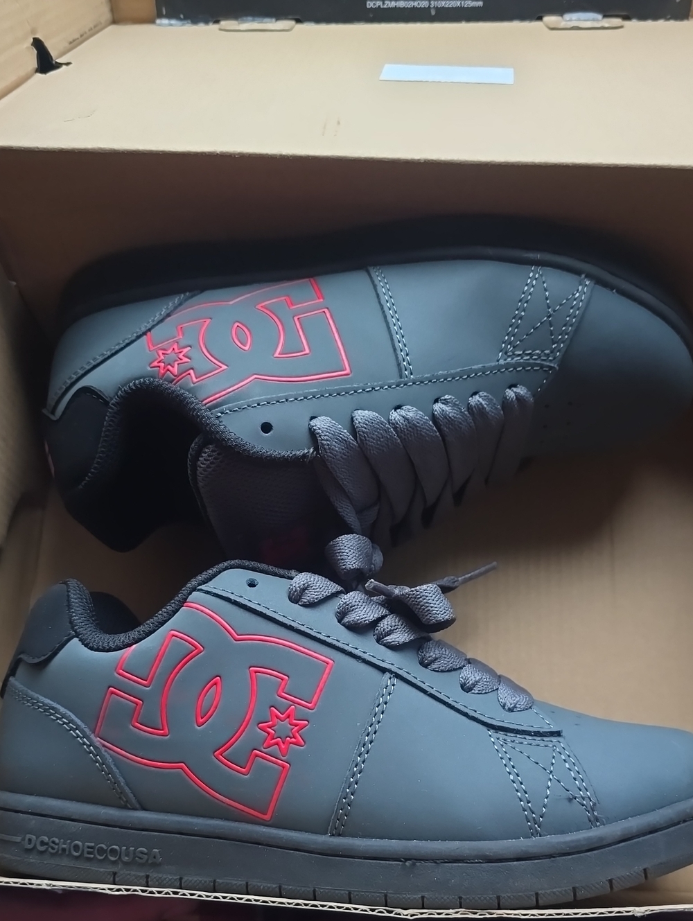DC Kids Low-Top Sneakers in Grey with Red Logo
